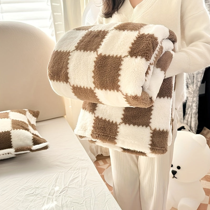 Soft Throw Blanket Polyester Plaid Flannel