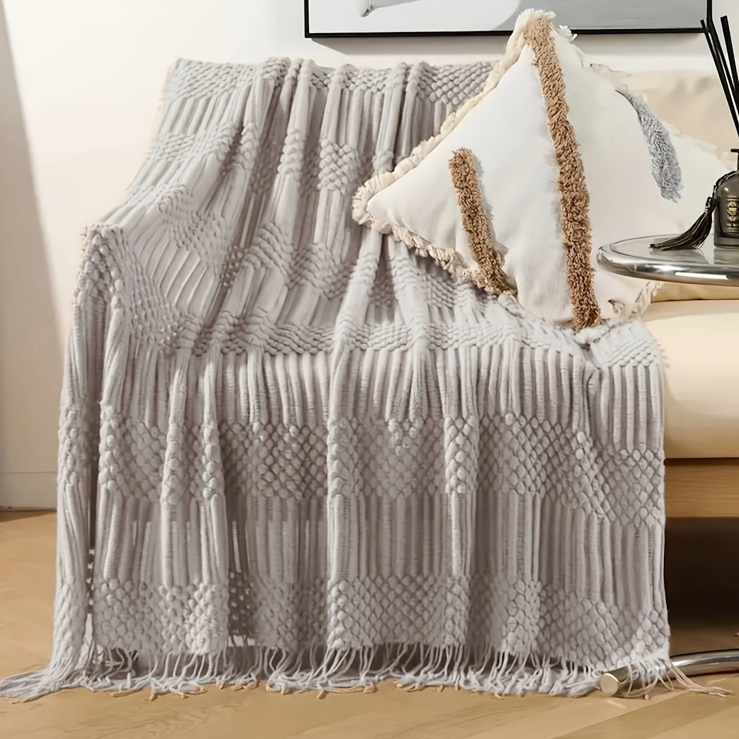 Soft Throw Blanket Textured Knitted