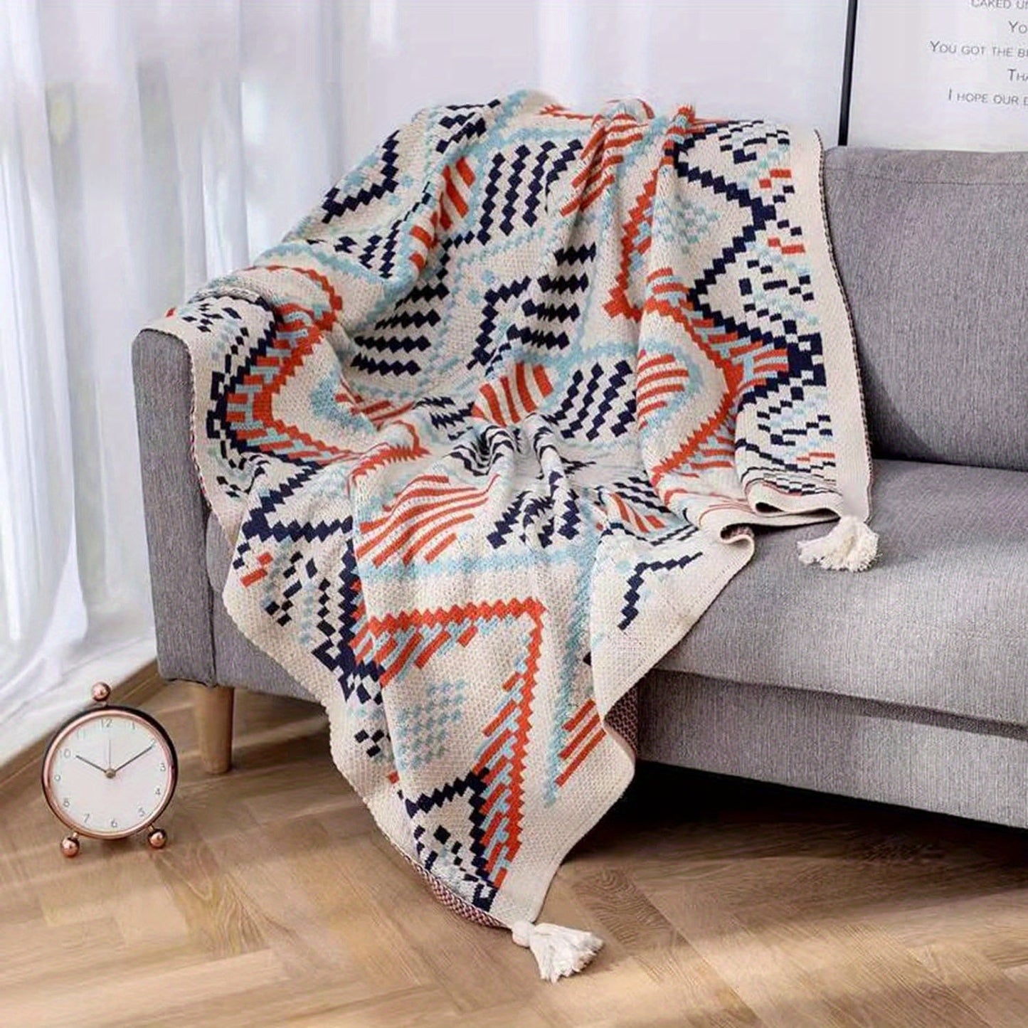 Soft Throw Blanket Bohemian Knitted