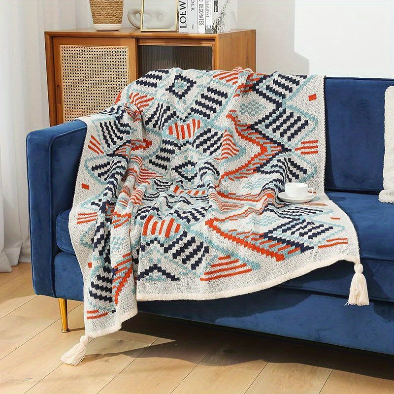 Soft Throw Blanket Bohemian Knitted