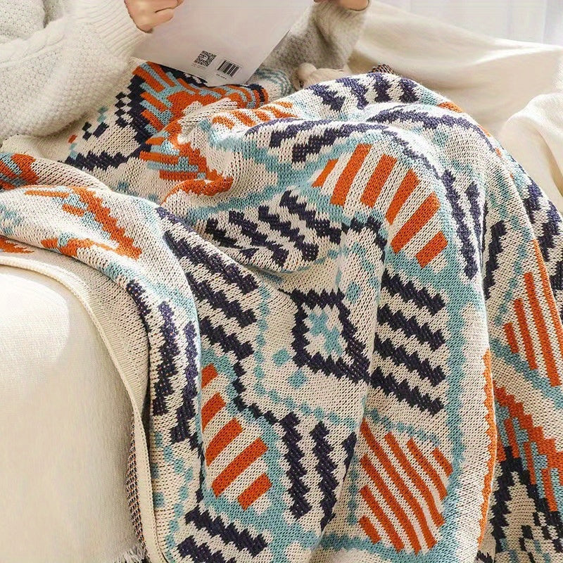 Soft Throw Blanket Bohemian Knitted