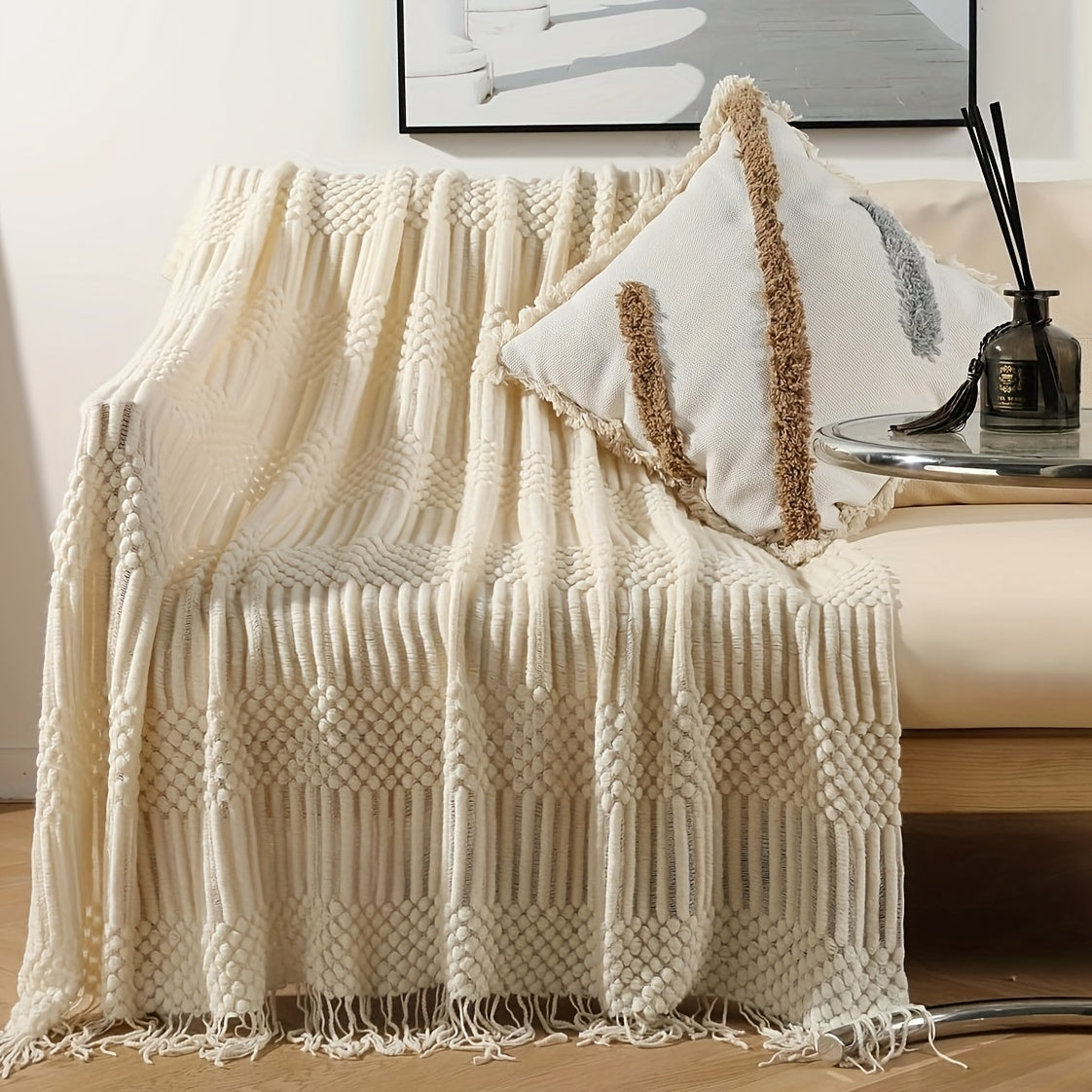 Soft Throw Blanket Textured Knitted