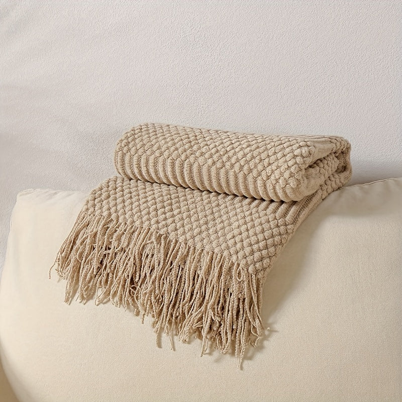Soft Throw Blanket Vintage Khaki Tassel