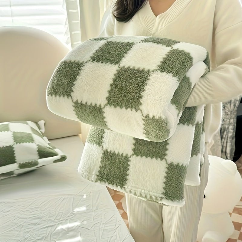 Soft Throw Blanket Polyester Plaid Flannel