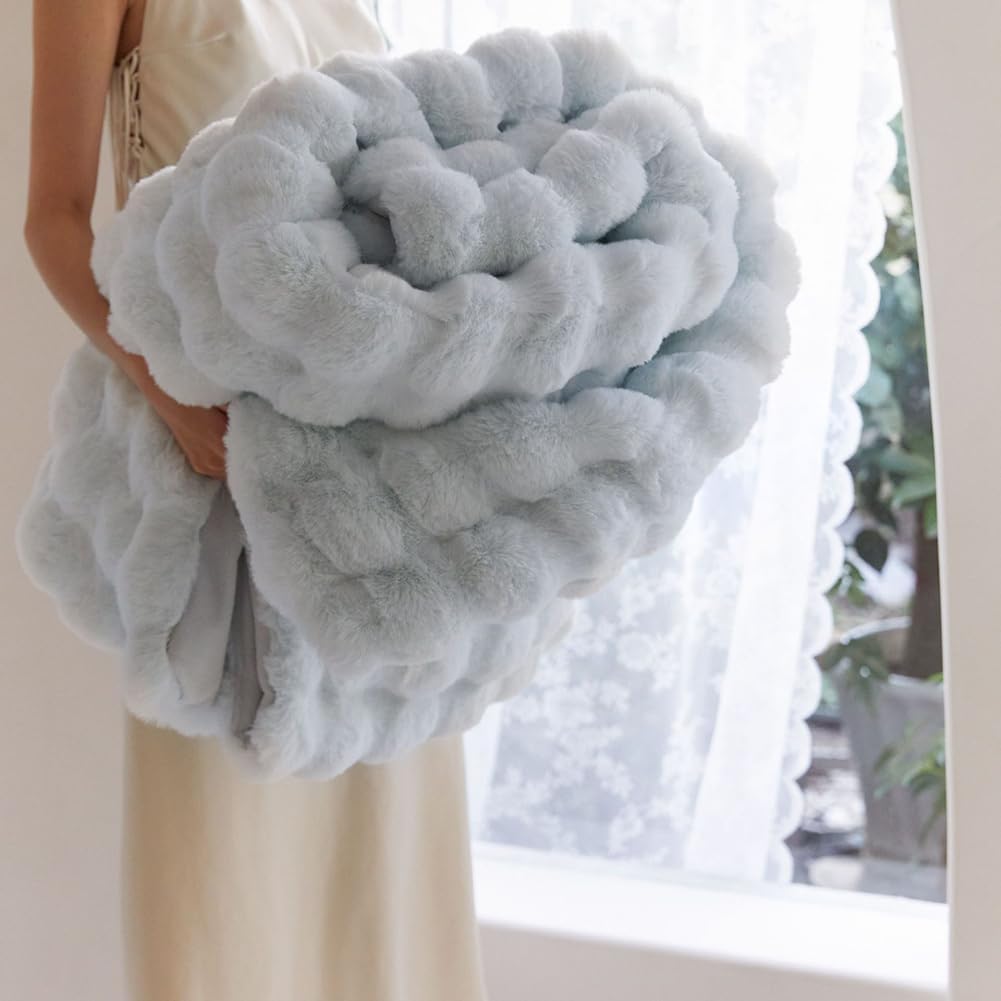 Fleece Throw Blanket Soft Bubble
