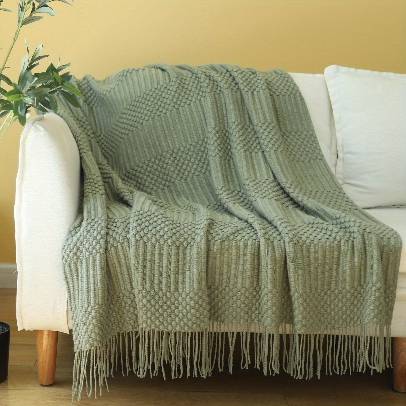 Soft Throw Blanket Textured Knitted