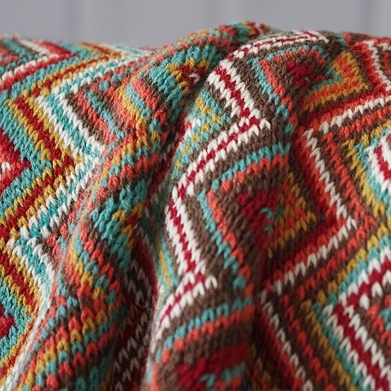 Soft Throw Blanket Cozy Bohemian Knitted