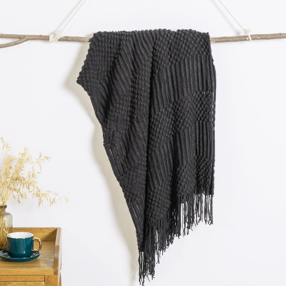 Soft Throw Blanket Textured Knitted