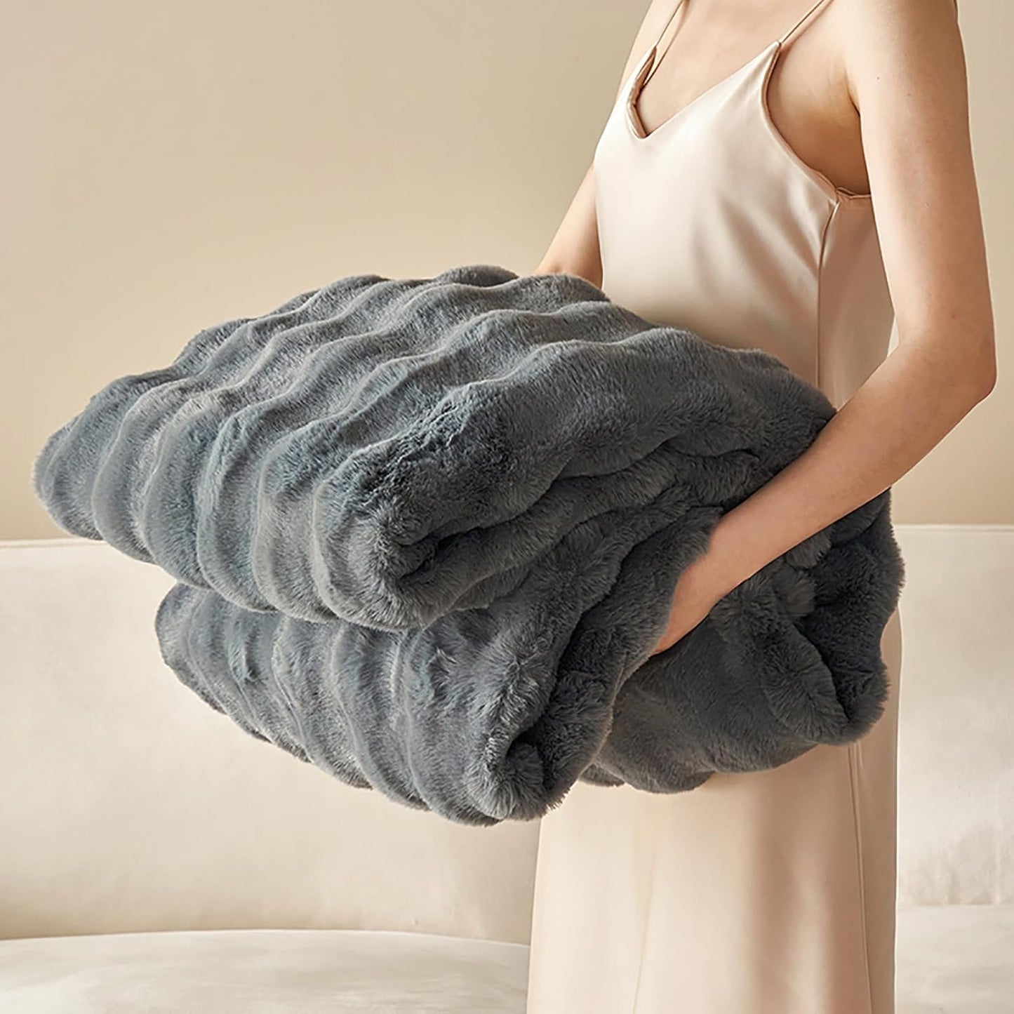Fleece Throw Blanket Soft Bubble