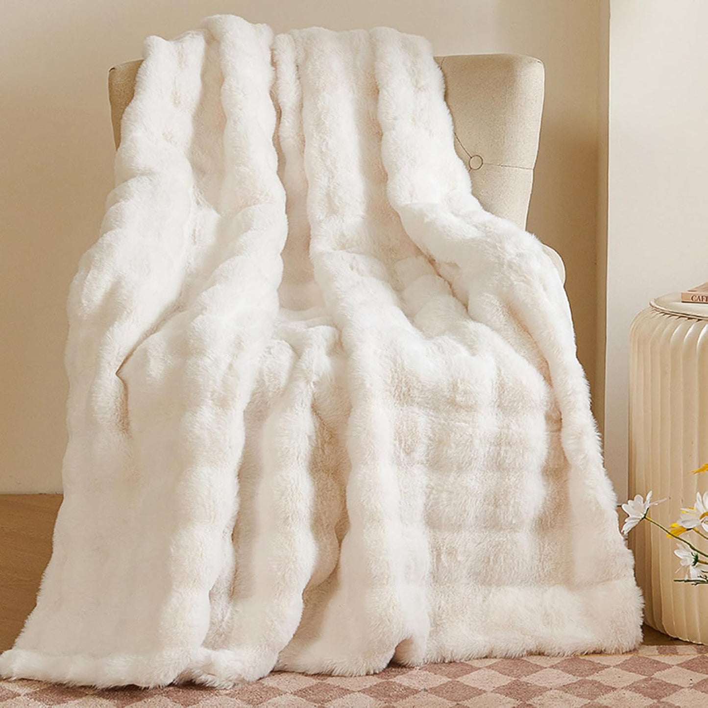 Fleece Throw Blanket Soft Bubble