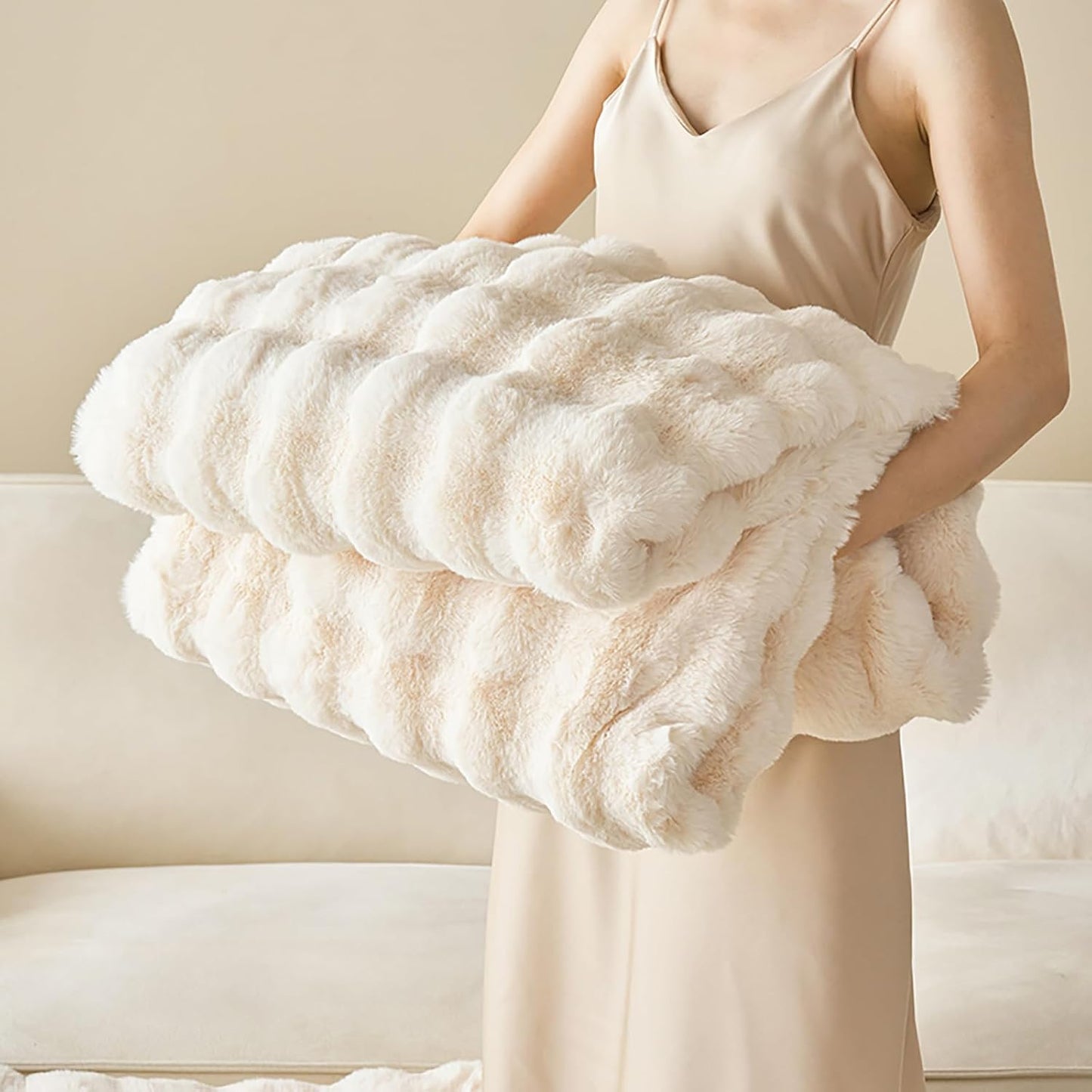 Fleece Throw Blanket Soft Bubble