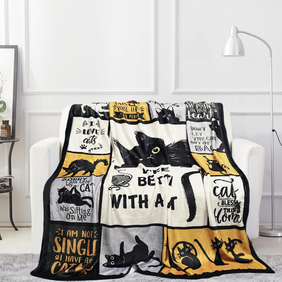 Cozy Throw Blanket Whimsical Cat Themed