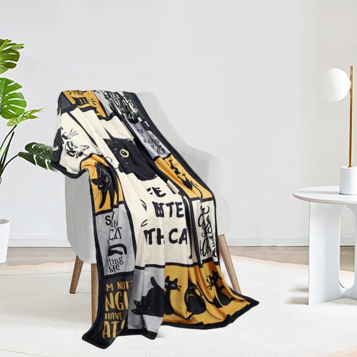 Cozy Throw Blanket Whimsical Cat Themed
