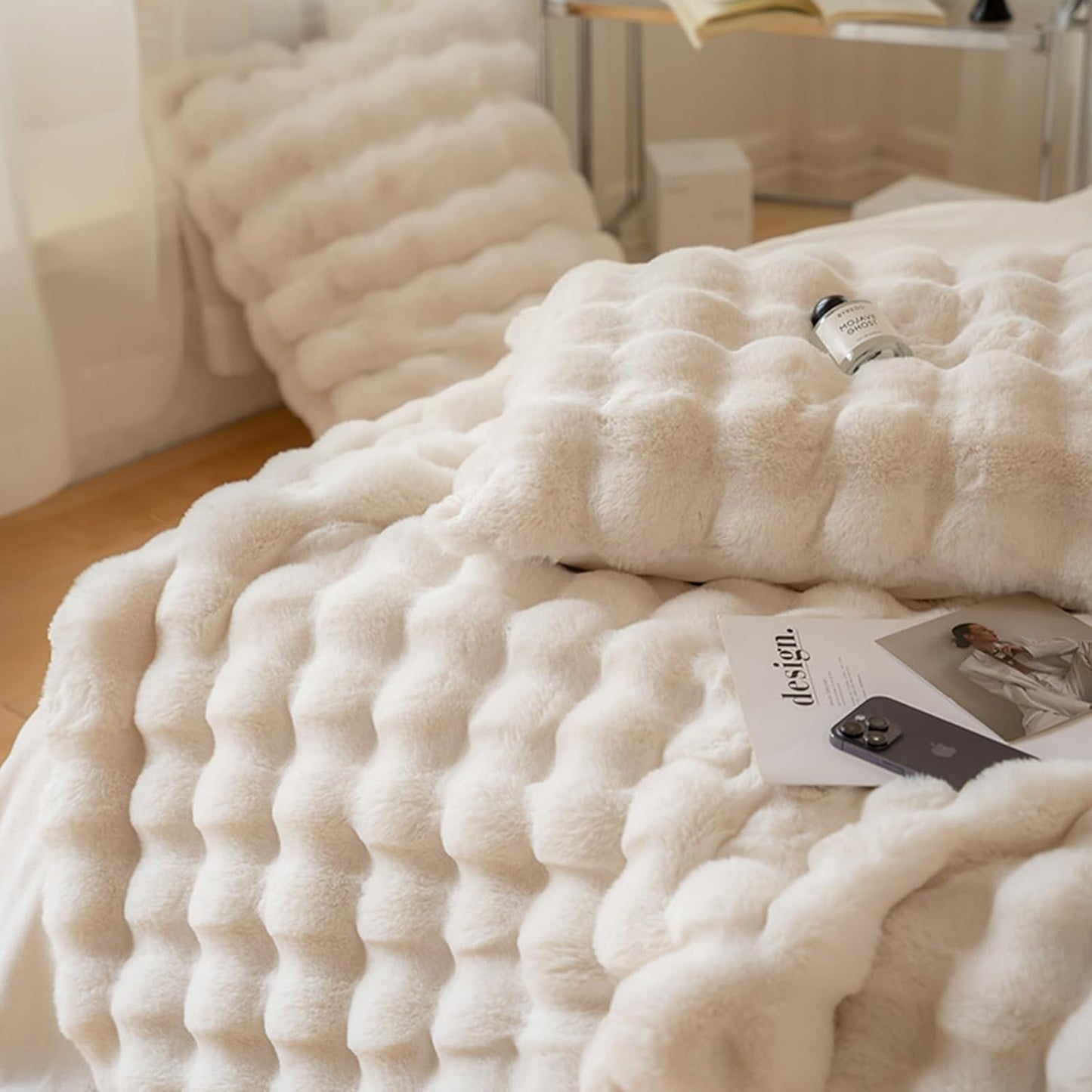 Fleece Throw Blanket Soft Bubble