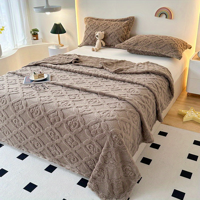 Soft Throw Blanket Embroidered Cozy