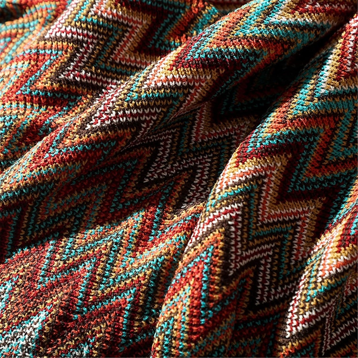 Soft Throw Blanket Cozy Bohemian Knitted
