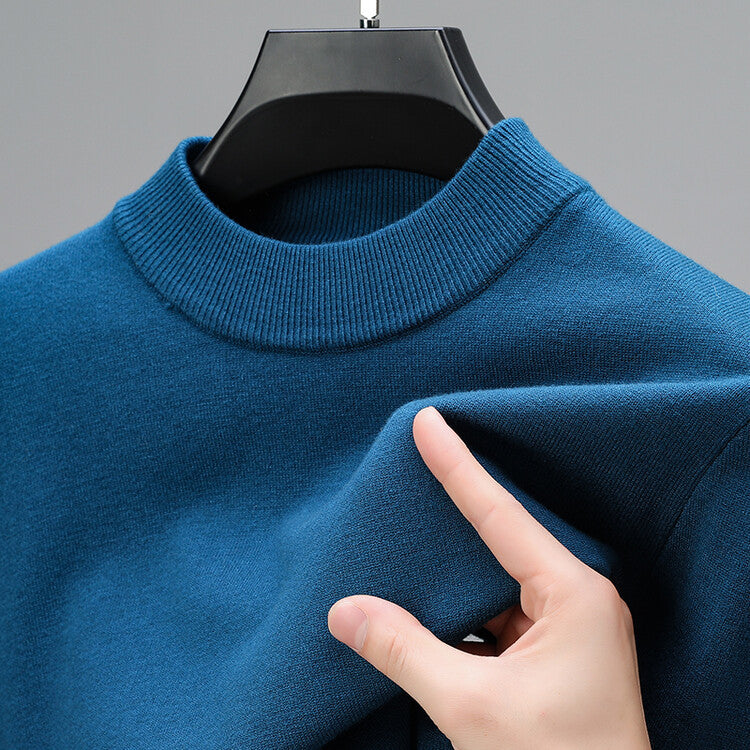 Men’s Soft Knit Mock Neck Sweater – Lightweight Pullover with Stretch Comfort