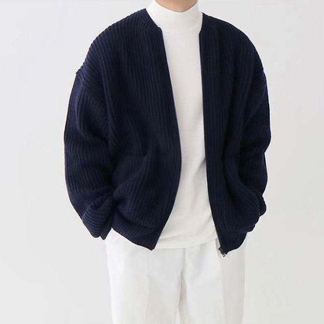 Men's Zip-Up Waffle Knit Cardigan – Lightweight Textured Sweater Jacket for Everyday Casual and Smart Layering