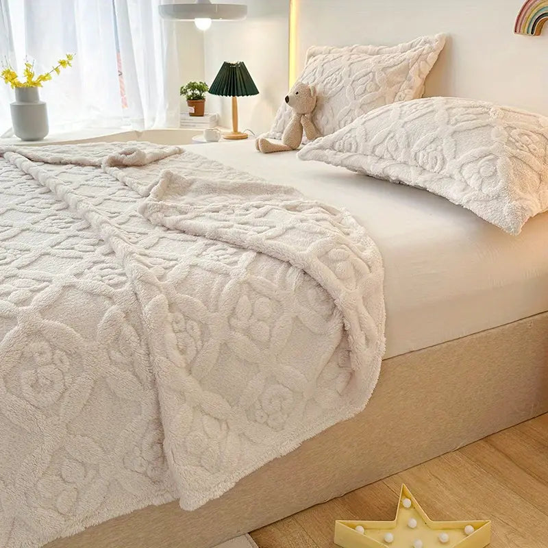 Soft Throw Blanket Embroidered Cozy
