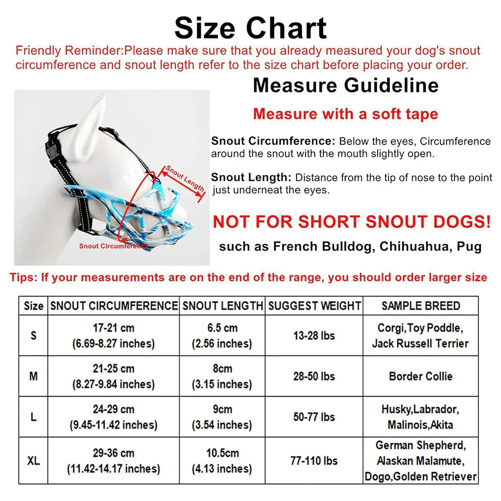Breathable Dog Muzzle – Adjustable Soft Silicone Basket Muzzle for Safe Training & Outdoor Use