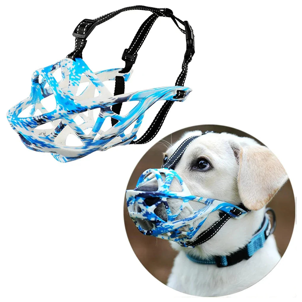 Breathable Dog Muzzle – Adjustable Soft Silicone Basket Muzzle for Safe Training & Outdoor Use