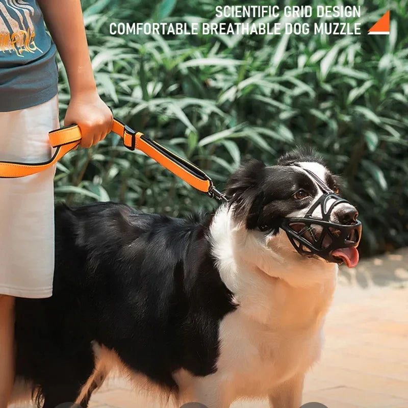 Breathable Dog Muzzle – Adjustable Soft Silicone Basket Muzzle for Safe Training & Outdoor Use