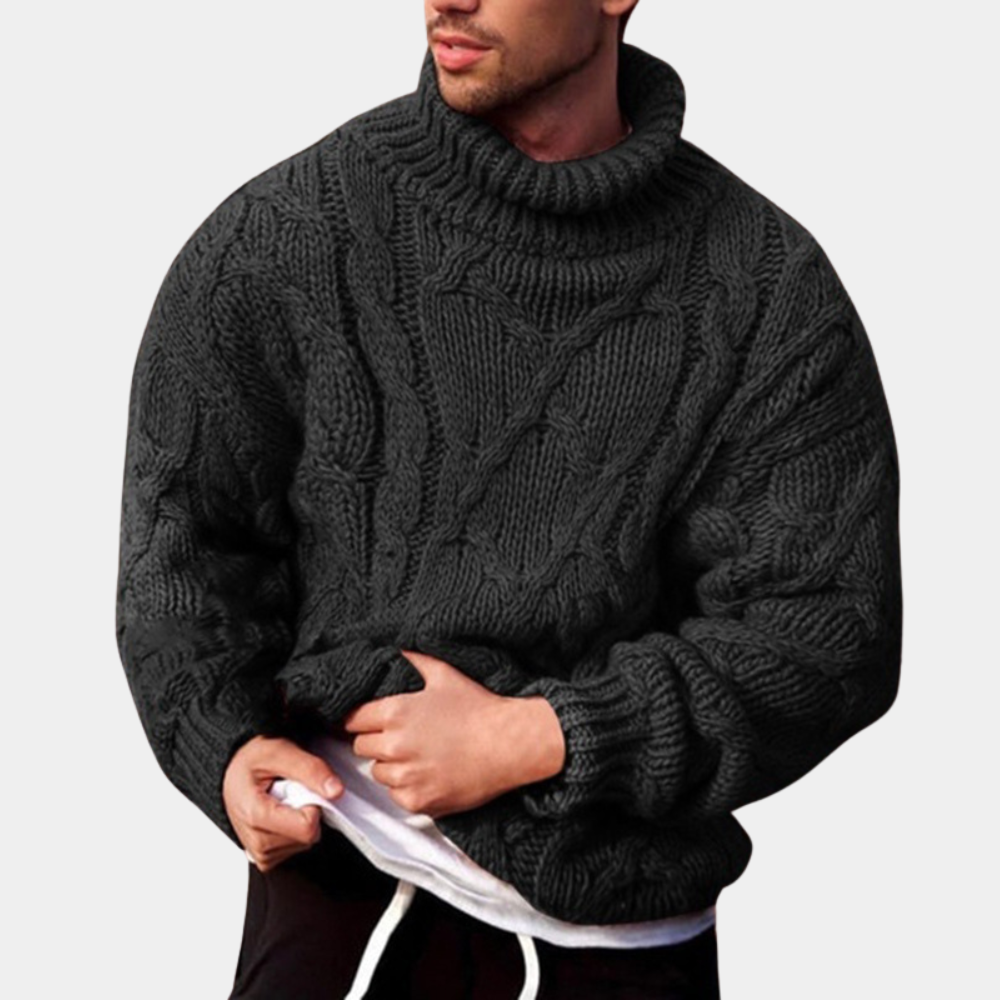 Bairre Chunky Cable Knit Turtleneck – Men’s Oversized Winter Sweater for Cosy Comfort, Retro Style & Effortless Cold-Weather Layering