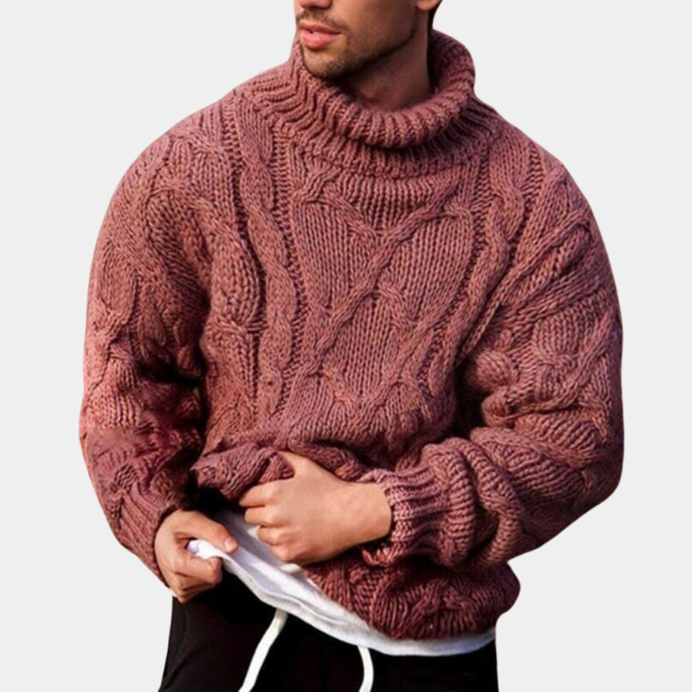 Bairre Chunky Cable Knit Turtleneck – Men’s Oversized Winter Sweater for Cosy Comfort, Retro Style & Effortless Cold-Weather Layering
