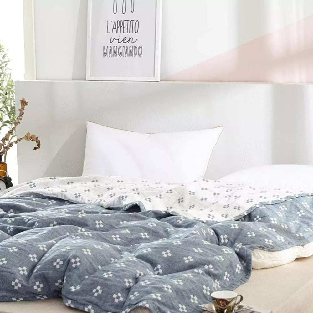 Reversible Cotton Floral Quilt Blanket – Lightweight Bedspread for All-Season Use and Modern Styling