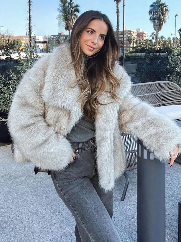 Faux Fur Jacket - Synthetic Fur - Winter - Fluffy Jacket - Women's Faux Fur Coats and Jackets