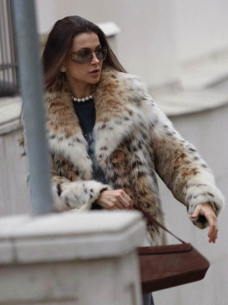 Faux Fur Jacket - Women's Fluffy Leopard Fake Fur Winter Jacket