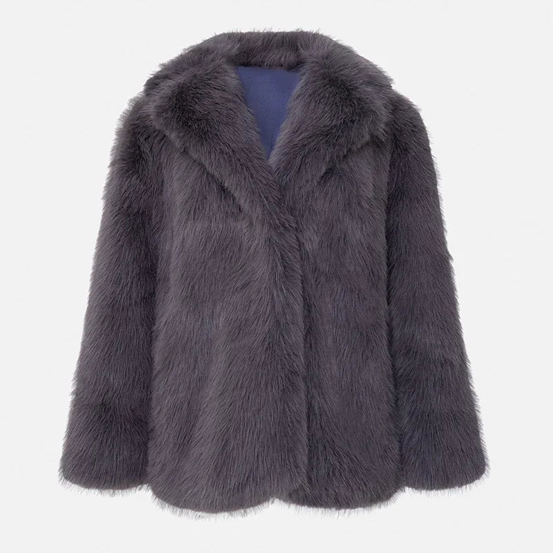 Faux Fur Jacket - Women's Warm Fake Fur Fluffy Winter Jacket