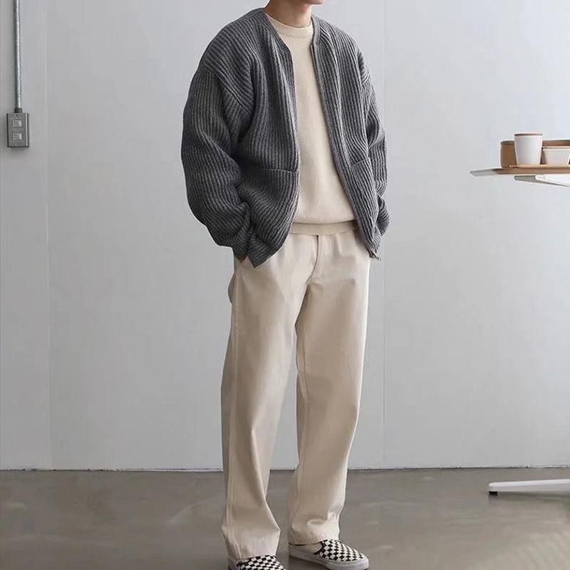 Men's Zip-Up Waffle Knit Cardigan – Lightweight Textured Sweater Jacket for Everyday Casual and Smart Layering