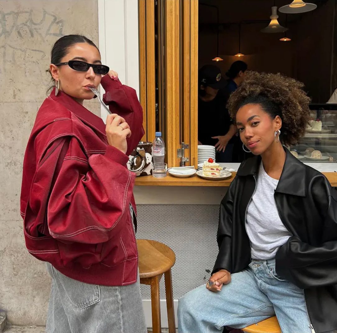 Oversized Bomber Jacket - Women's Zip-Up Bomber Jacket for Autumn