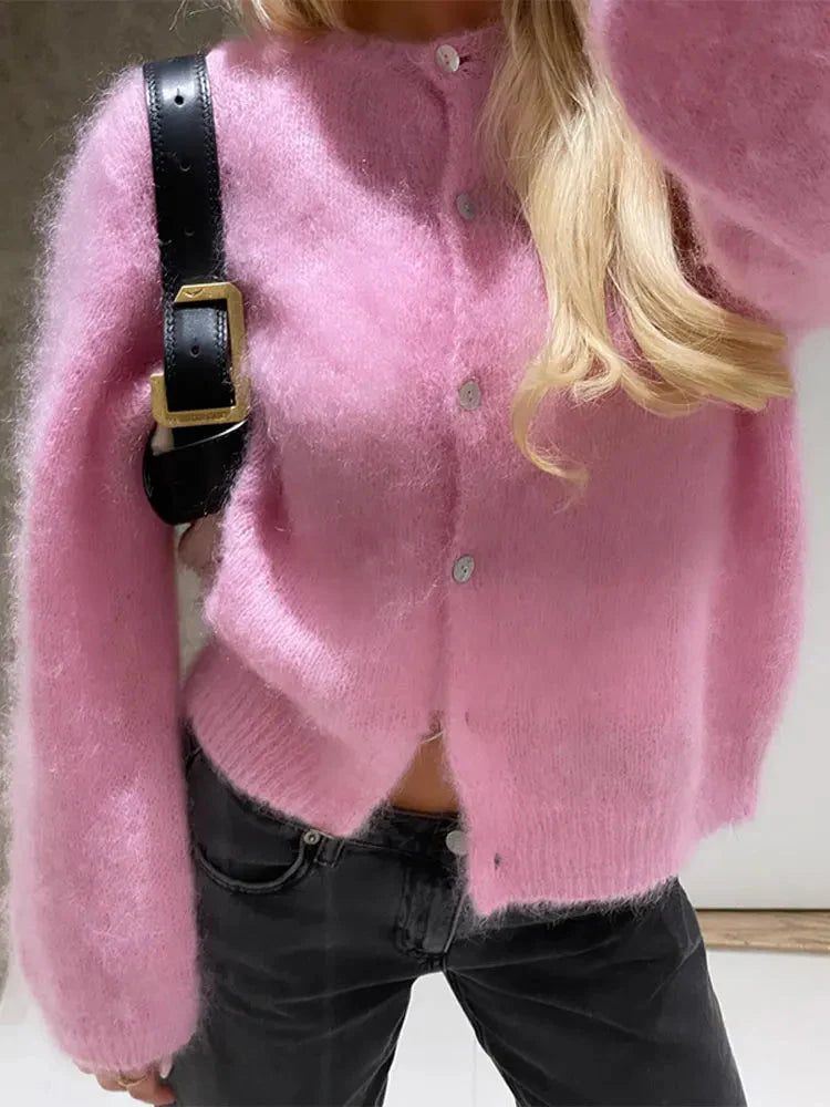 Penelope - Pink Knitted Cardigan for Ladies Winterwear