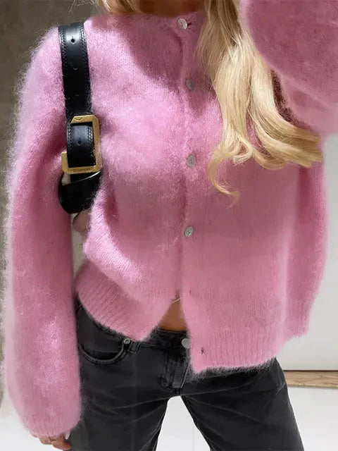 Penelope - Pink Knitted Cardigan for Ladies Winterwear