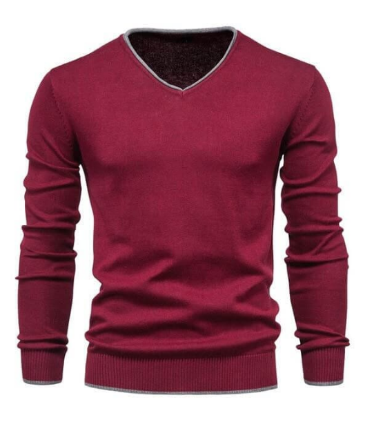 Men’s V-Neck Contrast Trim Sweater – Timeless Minimalism with a Modern Edge