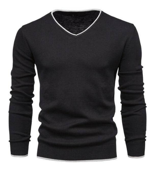 Men’s V-Neck Contrast Trim Sweater – Timeless Minimalism with a Modern Edge