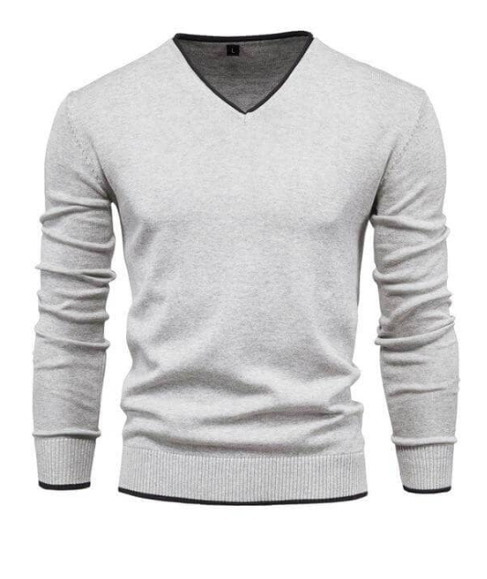 Men’s V-Neck Contrast Trim Sweater – Timeless Minimalism with a Modern Edge