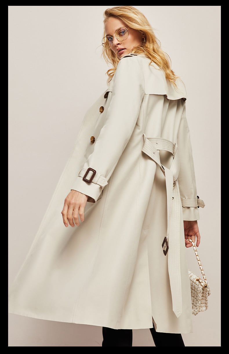 Trench Coat - Women's Classic Long Double Breasted Trench Coat