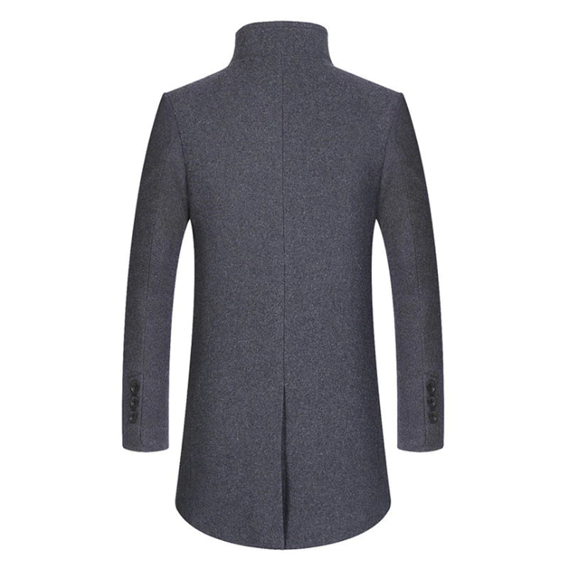 Wool Coat - Single Breasted - Quilted Lining - Long Coat - Winter Jacket Men