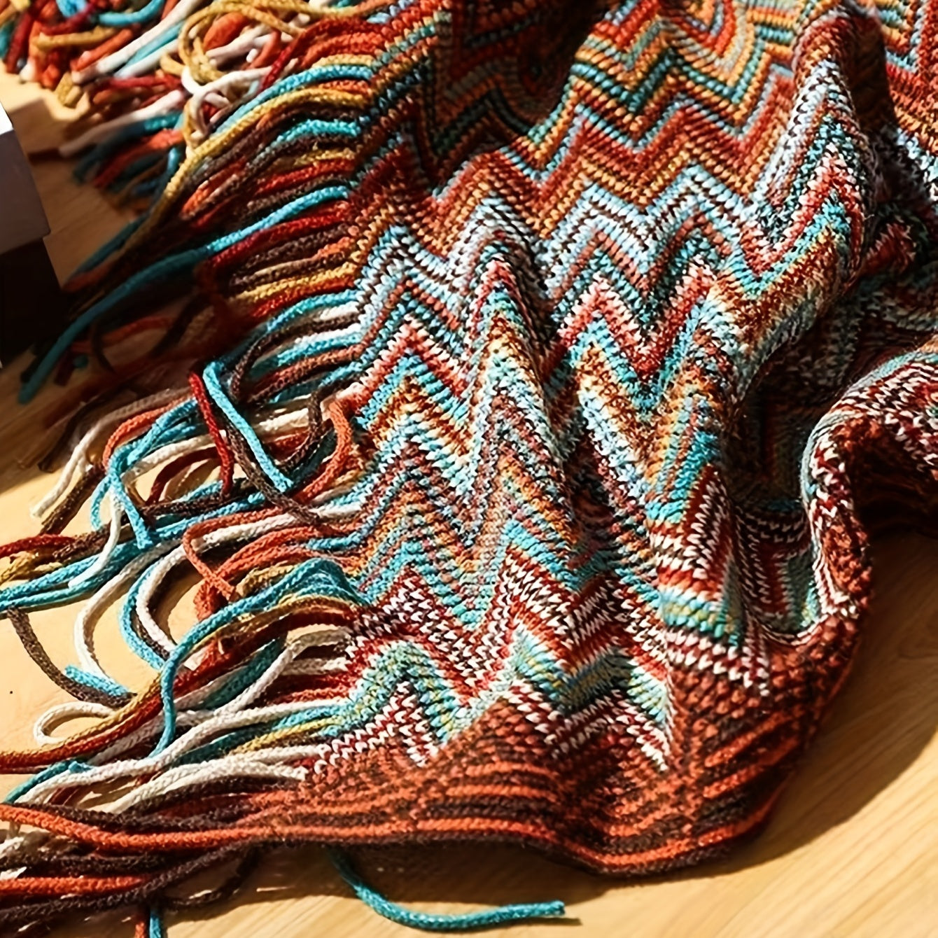 Soft Throw Blanket Cozy Bohemian Knitted
