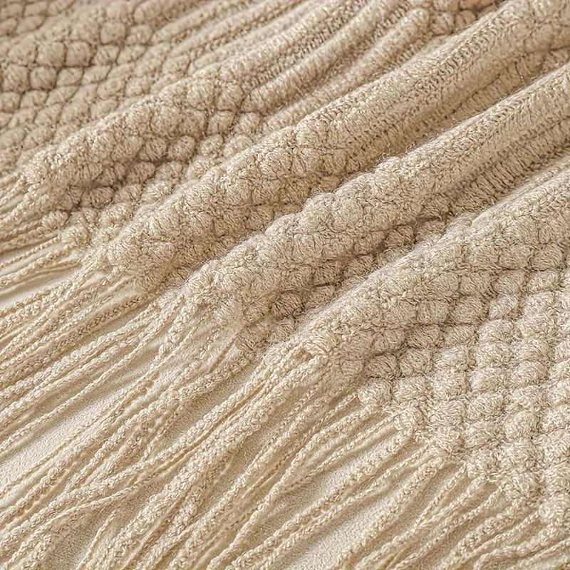 Soft Throw Blanket Vintage Khaki Tassel