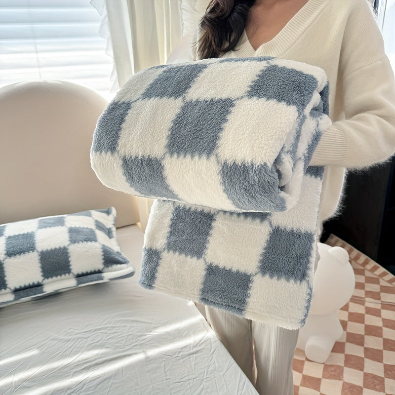 Soft Throw Blanket Polyester Plaid Flannel