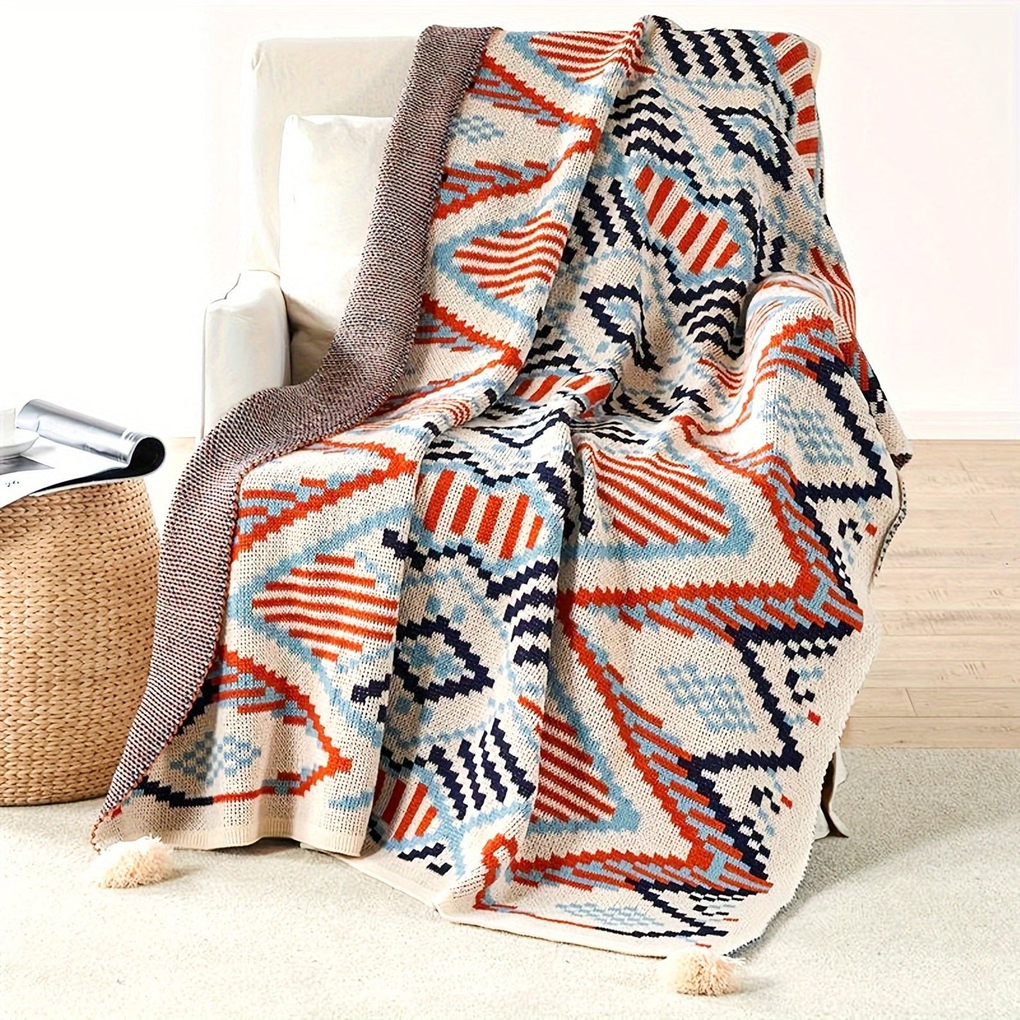 Soft Throw Blanket Bohemian Knitted