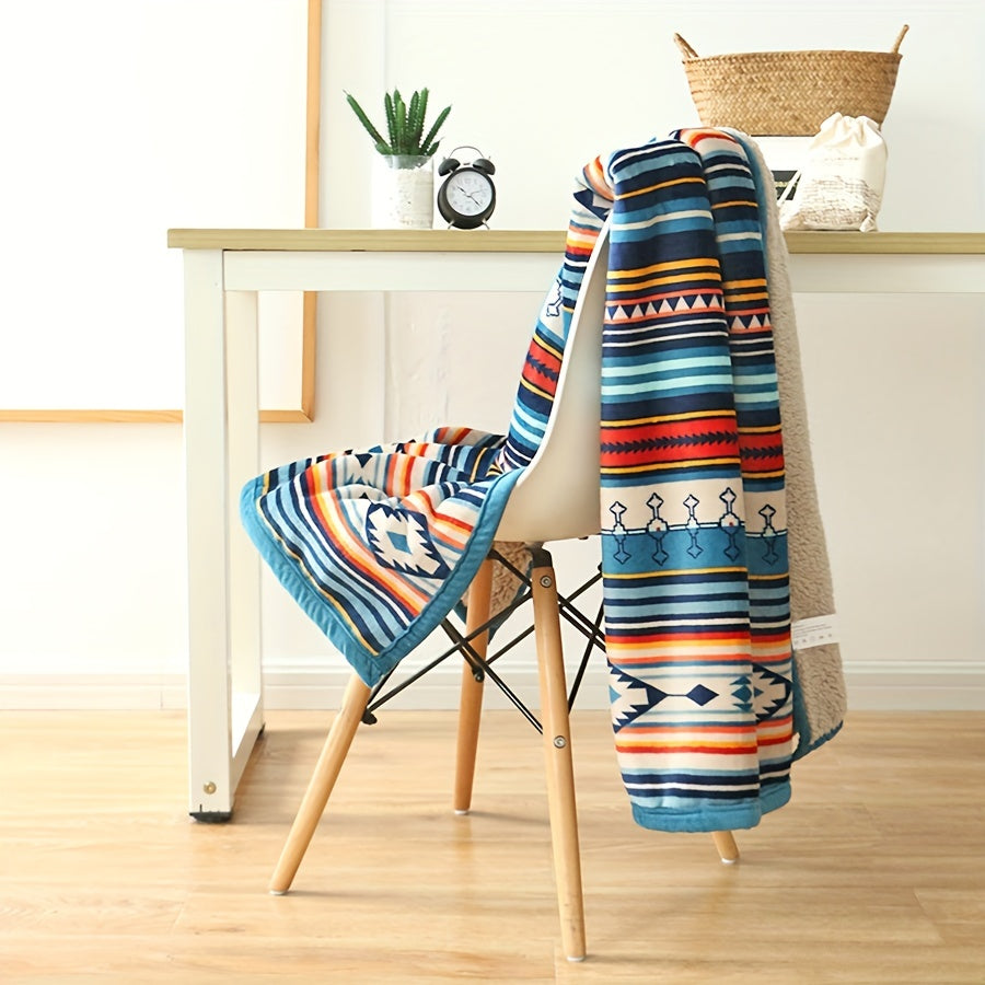Fleece Throw Blanket Nordic Stripe Bohemian