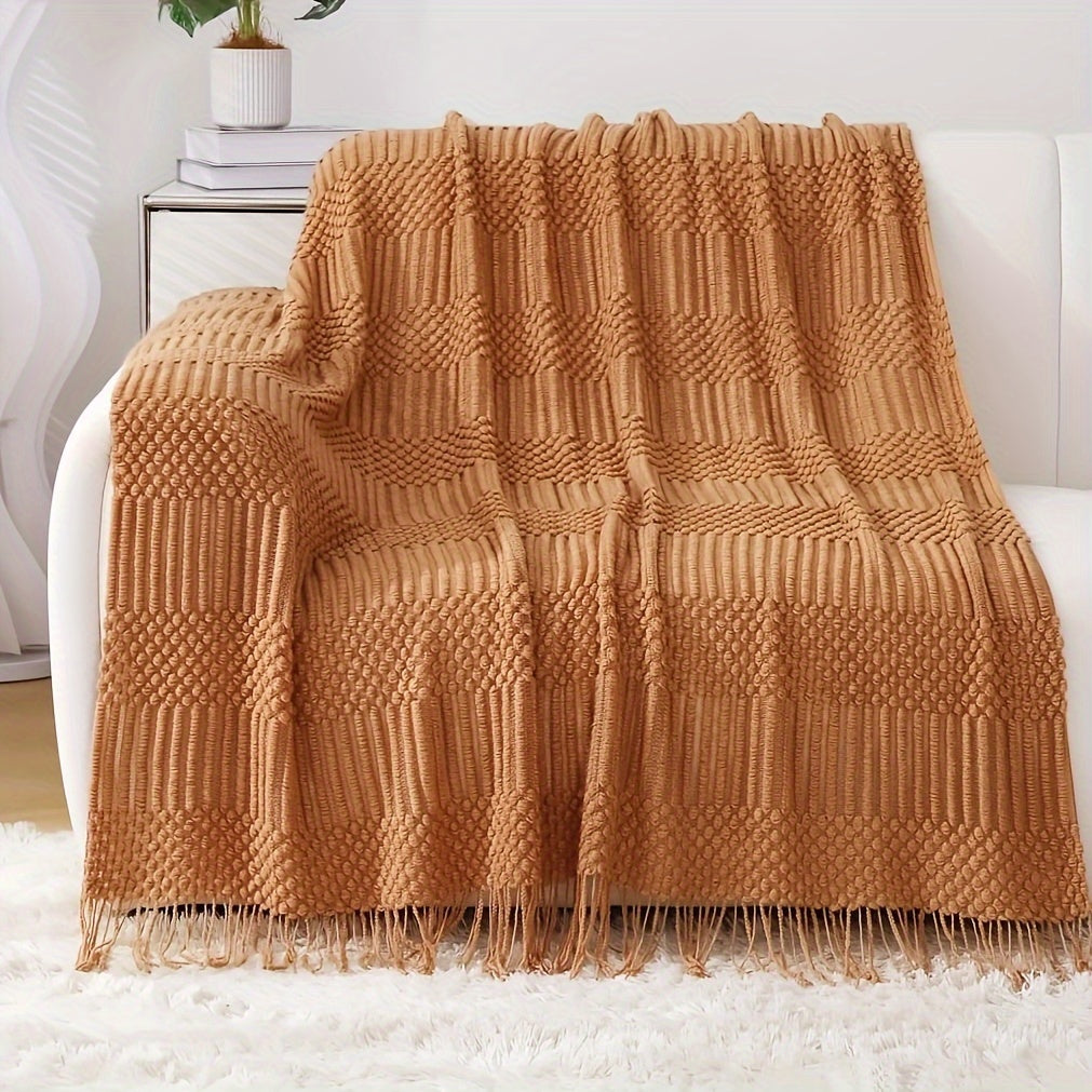 Soft Throw Blanket Textured Knitted