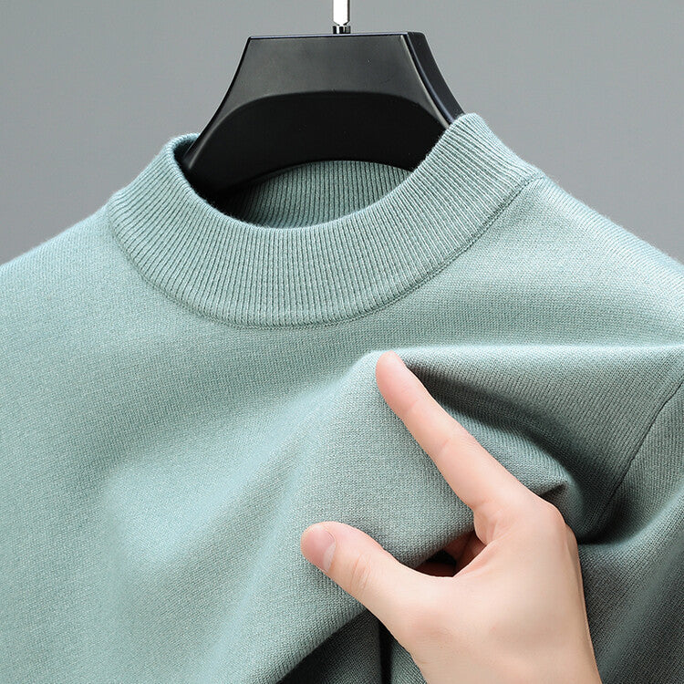 Men’s Soft Knit Mock Neck Sweater – Lightweight Pullover with Stretch Comfort