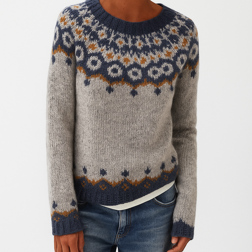 Icelandic Wool Knit Jumper – Handcrafted Winter Sweater with Nordic Pattern for Cold Weather Comfort