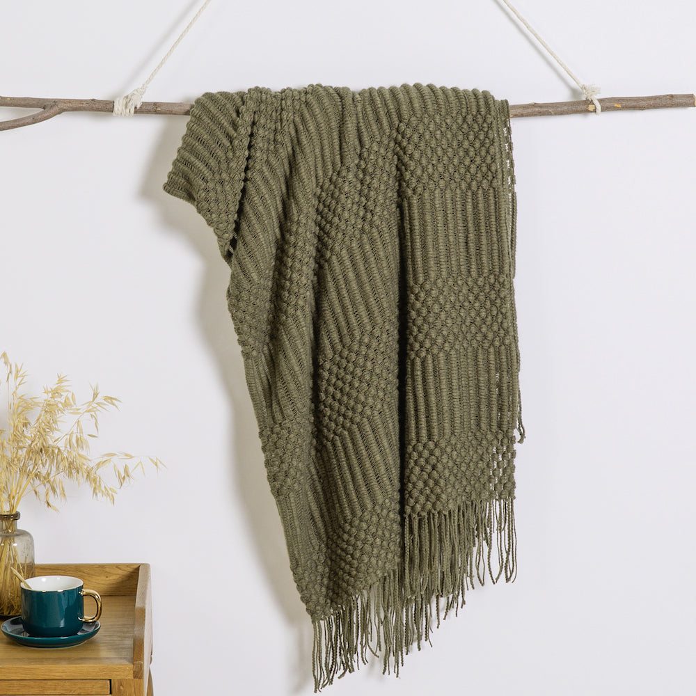 Soft Throw Blanket Textured Knitted